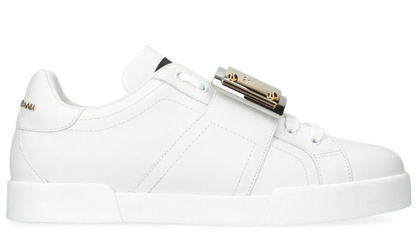 DOLCE & GABBANA  Leather Portofino Buckle "White" - Dubai Sneakers