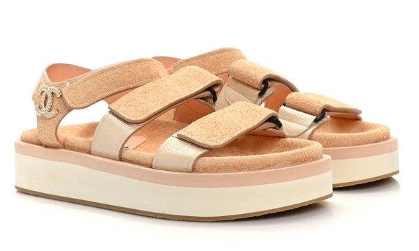 CHANEL Suede Calfskin Velcro "Beige" - Dubai Sneakers