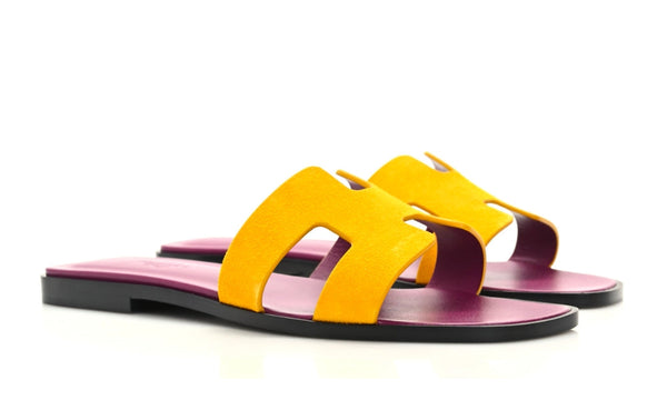 HERMES Suede Goatskin Oran Sandals Jaune Topaze - Dubai Sneakers