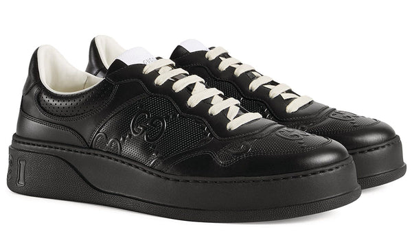 GUCCI Leather GG Embossed Sneakers "Black" - Dubai Sneakers