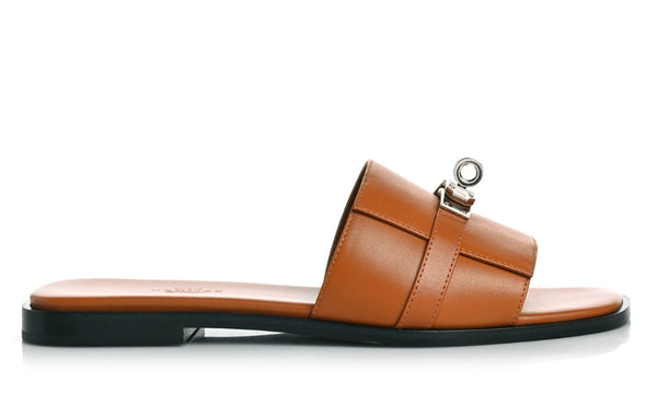 HERMES Calfskin Giulia Sandals Naturel 'Brown' - Dubai Sneakers