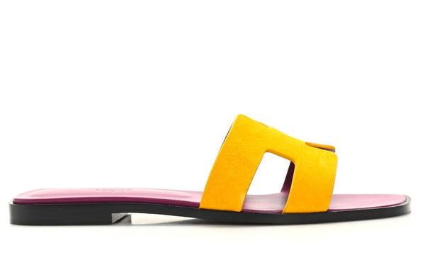 HERMES Suede Goatskin Oran Sandals Jaune Topaze - Dubai Sneakers