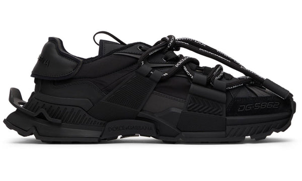 DOLCE & GABBANA Black Mixed-Materials Space Sneakers