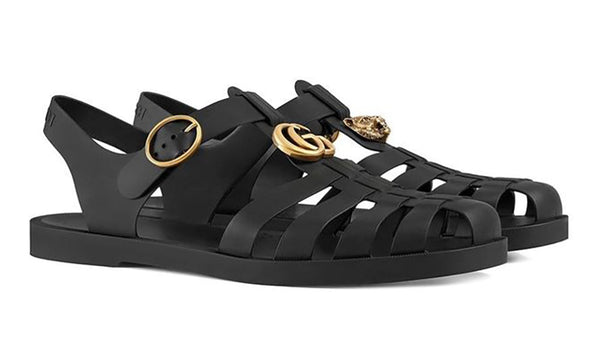 Gucci Rubber Buckle Strap Sandals - Black - Dubai Sneakers