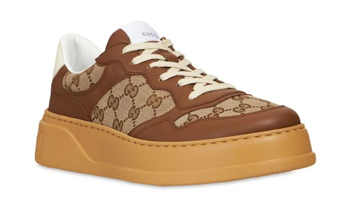 GUCCI GG Canvas leather-trimmed sneakers - Dubai Sneakers