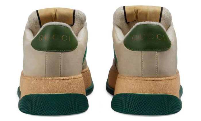 Gucci Screener low-top leather sneakers 'Cream White Green' - Dubai Sneakers