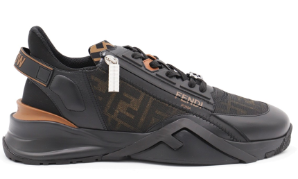 FENDI black leather flow sneakers - Dubai Sneakers