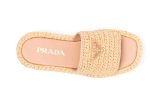 Prada logo-plaque crochet sandals 'Beige' - Dubai Sneakers