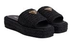 Prada logo-plaque crochet sandals 'Black' - Dubai Sneakers