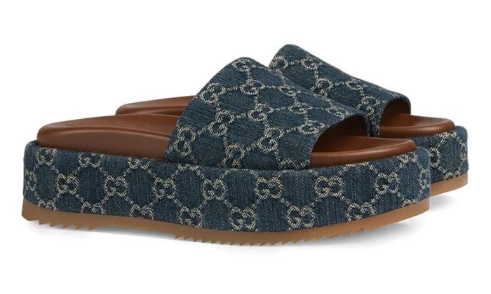 Gucci Angelina 55mm platform sandals "Blue/Brown" - Dubai Sneakers