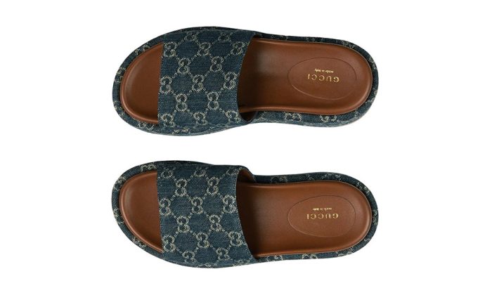 Gucci Angelina 55mm platform sandals "Blue/Brown" - Dubai Sneakers