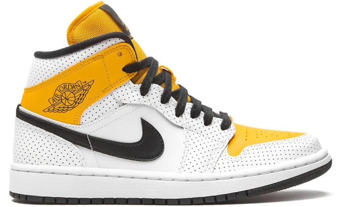 Air Jordan 1 Mid "Perforated - White University Gold" - Dubai Sneakers