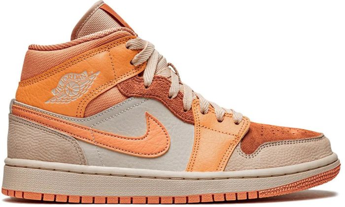 Air Jordan 1 Mid sneakers "Orange - leather/rubber" - Dubai Sneakers