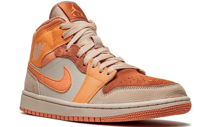 Air Jordan 1 Mid sneakers "Orange - leather/rubber" - Dubai Sneakers