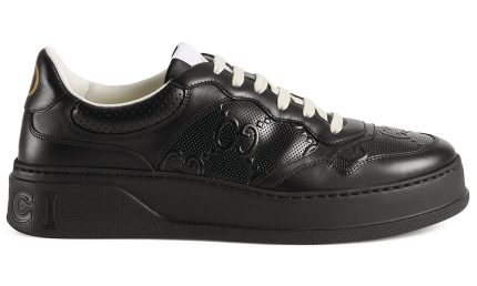 GUCCI Leather GG Embossed Sneakers "Black" - Dubai Sneakers