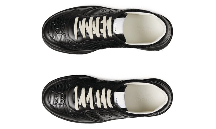 GUCCI Leather GG Embossed Sneakers "Black" - Dubai Sneakers