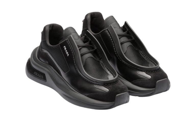 Prada Systeme brushed leather 'Black' - Dubai Sneakers