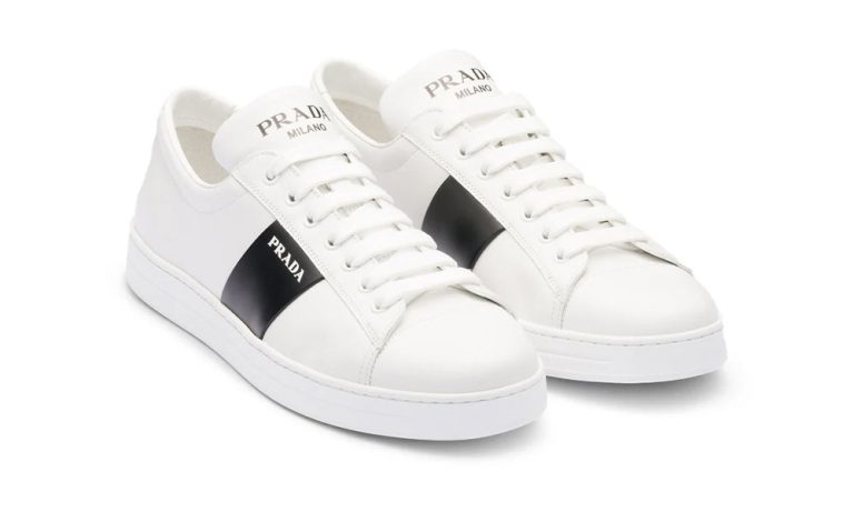 Prada brushed leather sneakers 'White Black' - Dubai Sneakers