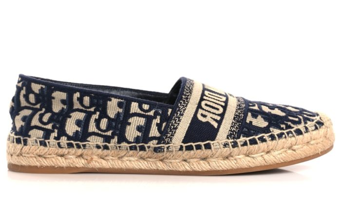 CHRISTIAN DIOR Oblique Embroidered Granville 15mm Espadrilles 38.5 Deep Blue - Dubai Sneakers