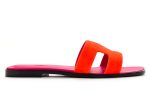 HERMES Suede Goatskin Oran Sandals 40 Orange Synthetique - Dubai Sneakers