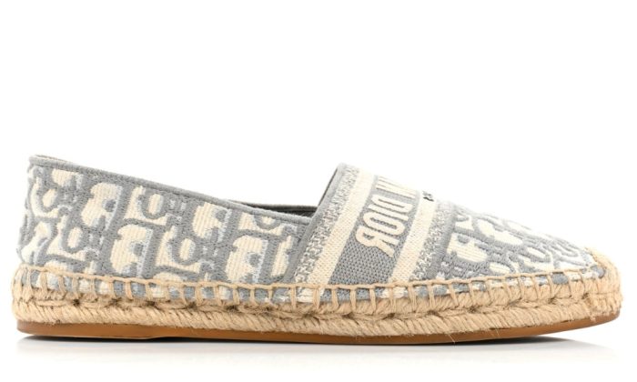 CHRISTIAN DIOR Oblique Embroidered Granville 15mm Espadrilles 37 Grey Stone - Dubai Sneakers