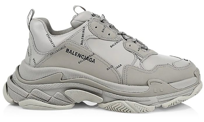 BALENCIAGA Allover Logo Triple S Sneakers In Grey Black - Dubai Sneakers