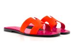 HERMES Suede Goatskin Oran Sandals 40 Orange Synthetique - Dubai Sneakers