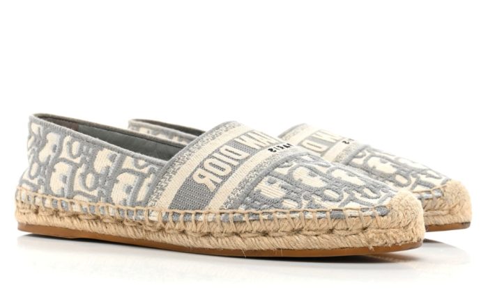 CHRISTIAN DIOR Oblique Embroidered Granville 15mm Espadrilles 37 Grey Stone - Dubai Sneakers