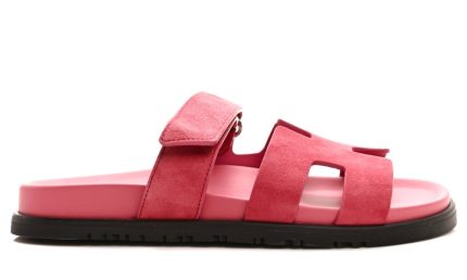 HERMES Suede Goatskin Womens Chypre Sandals 38 Rose Aphrodite - Dubai Sneakers