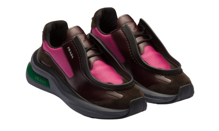 Prada Brown Systeme Leather Trainers - Dubai Sneakers