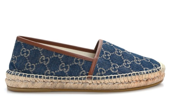 GUCCI Denim GG Monogram Espadrilles 40 Blue Tea Cuir - Dubai Sneakers