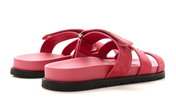 HERMES Suede Goatskin Womens Chypre Sandals 38 Rose Aphrodite - Dubai Sneakers