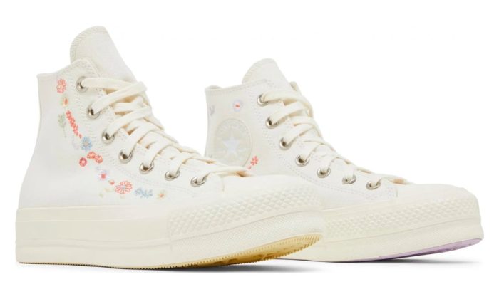 Converse Chuck Taylor All Star Lift Platform 'Embroidered Floral - Egret' - Dubai Sneakers