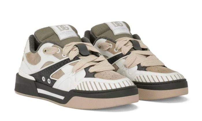 Dolce & Gabbana New Roma panelled 'white/khaki/beige' - Dubai Sneakers