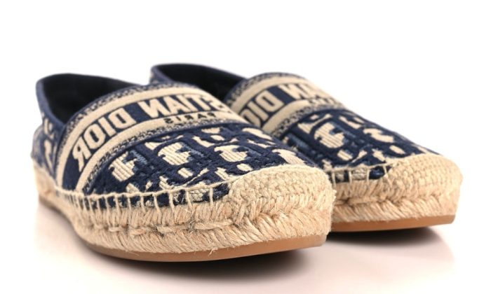 CHRISTIAN DIOR Oblique Embroidered Granville 15mm Espadrilles 38.5 Deep Blue - Dubai Sneakers