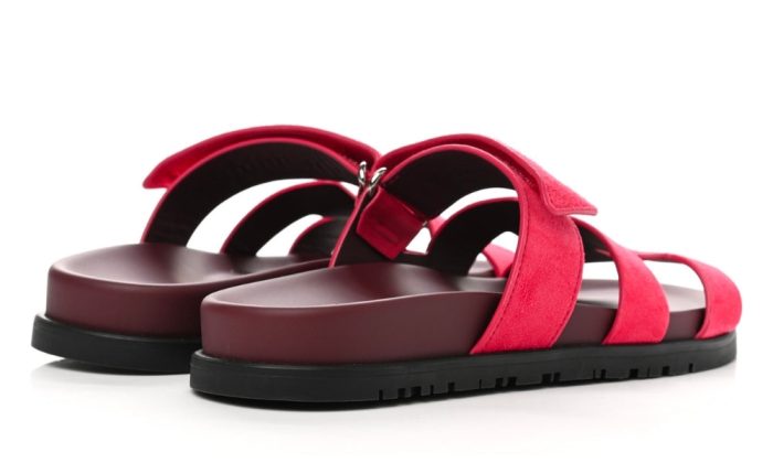 HERMES Suede Goatskin Womens Chypre Sandals 36 Rouge Marsala - Dubai Sneakers