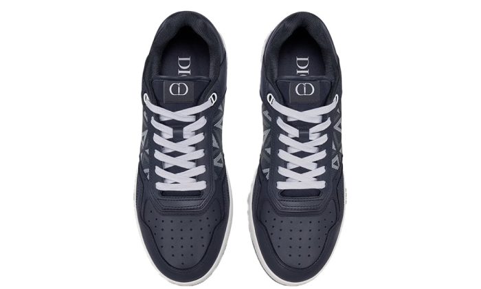 B27 LOW-TOP SNEAKER Navy Blue Smooth Calfskin and CD Diamond Canvas - Dubai Sneakers