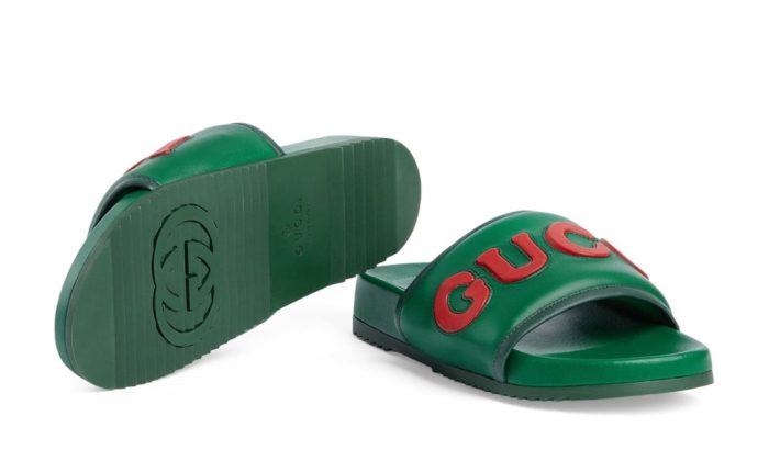 Gucci  Leather Logo Slides - Dubai Sneakers