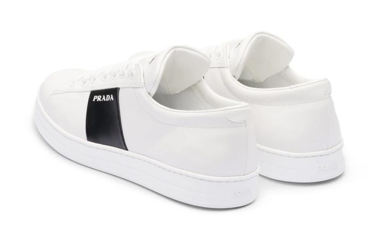 Prada brushed leather sneakers 'White Black' - Dubai Sneakers