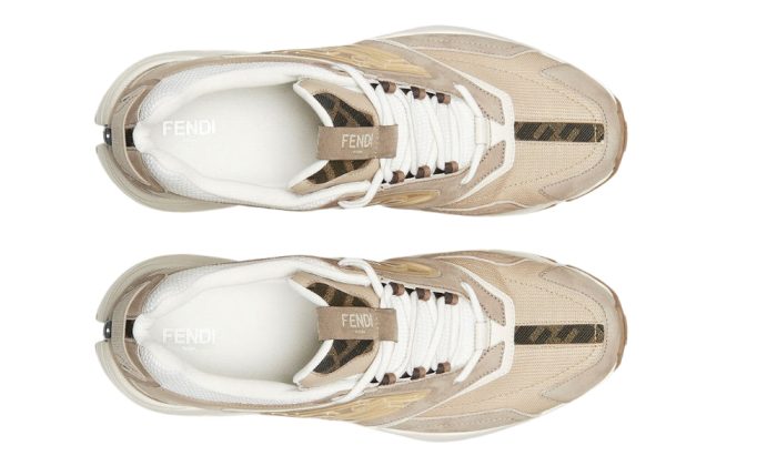 Fendi faster training shoes Beige nubuck leather low-top shoes - Dubai Sneakers