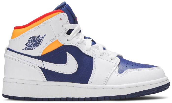 Air Jordan 1 Mid GS 'White Deep Royal Blue' - Dubai Sneakers