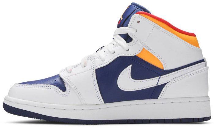 Air Jordan 1 Mid GS 'White Deep Royal Blue' - Dubai Sneakers