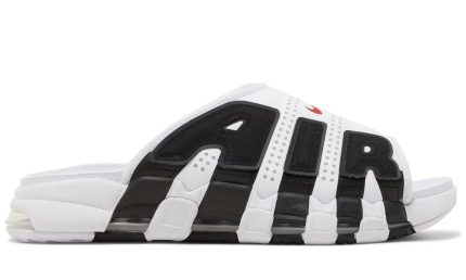 Air More Uptempo Slide 'White Black Red' - Dubai Sneakers