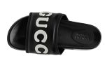 Gucci Black Leather Slide With Logo - Dubai Sneakers