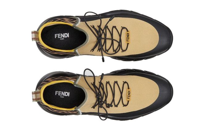 Fendi Ff Motif Mesh Slip-on Sneakers In Beige - Dubai Sneakers