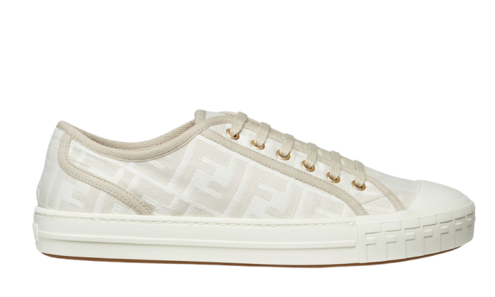 Fendi Domino White Fabric Low-Tops - Dubai Sneakers