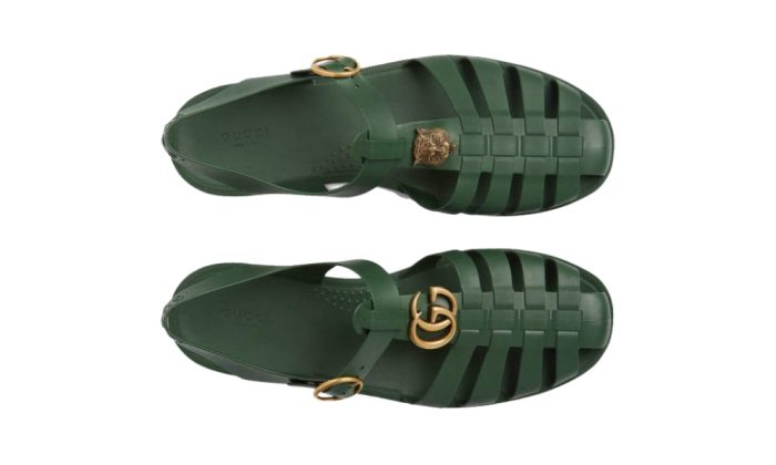 Gucci Rubber Buckle Strap Sandals - Green - Dubai Sneakers