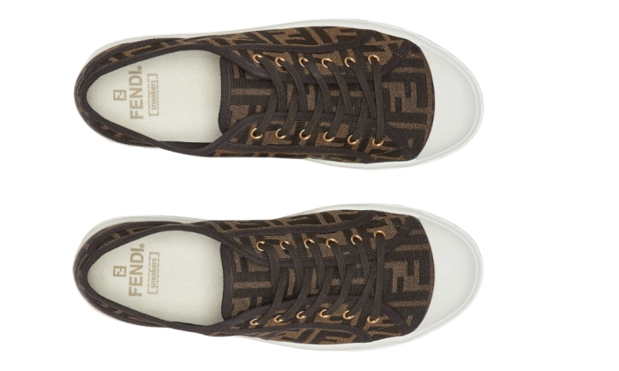 Fendi Domino Brown Fabric low-Tops - Dubai Sneakers