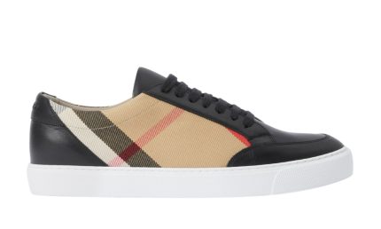 Burberry House Check Cotton and Leather Sneakers 'Black' - Dubai Sneakers