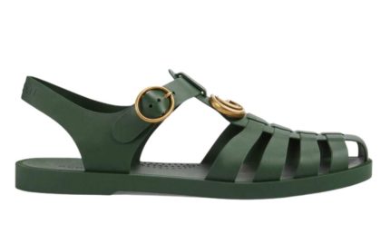 Gucci Rubber Buckle Strap Sandals - Green - Dubai Sneakers